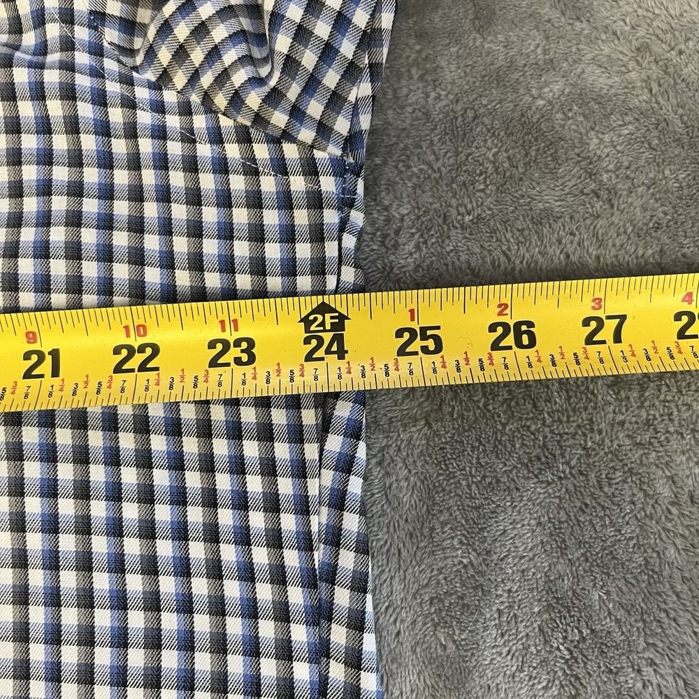 Van Heusen Button Down Mens Large Blue Gingham Check Long Sleeve Dress Shirt - Picture 4 of 5